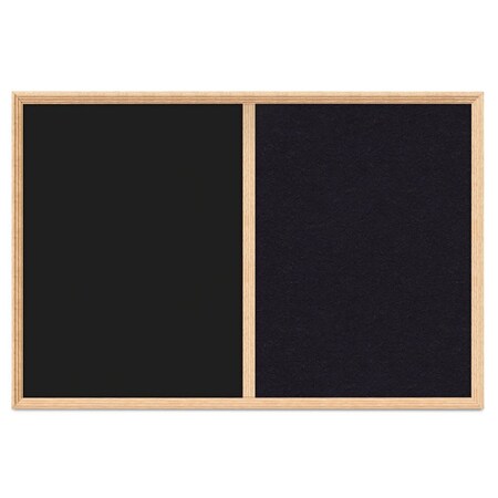United Visual Products Enclosed Corkboard, 1 Door, 24"x36", 4" Fra UV3422-SATIN-DRKSPR